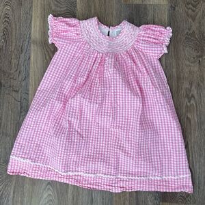 Lil Cactus Pink Gingham Smocked Dress Girls Size 6Y Southern Cotton Cottagecore